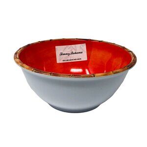 Tommy Bahama Melamine Serving Bowl Orange with Rattan Edge 10"
